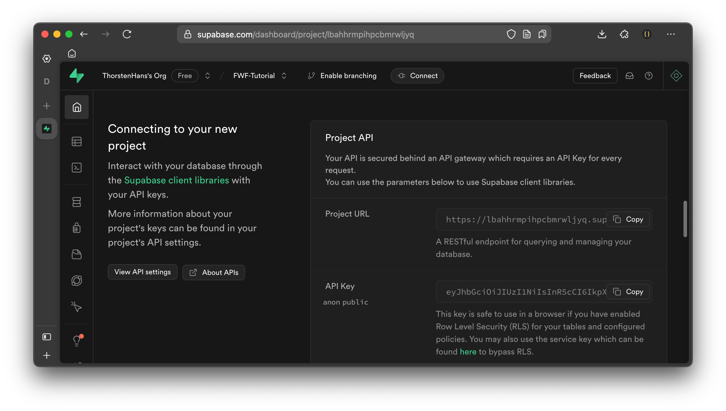 Supabase Connection Information